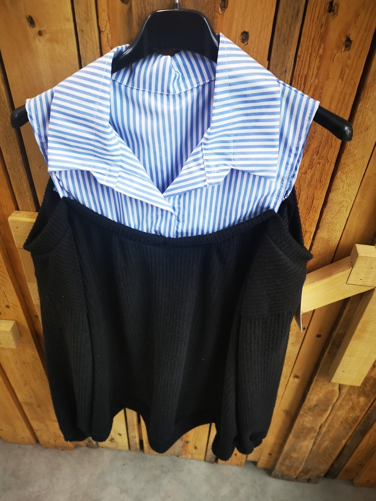 Pull chemise noir-bleu
