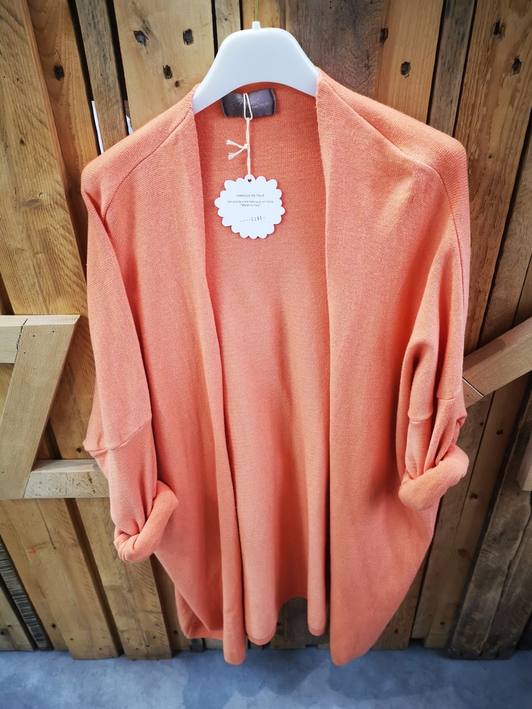 Gilet long uni "Oriane" orange clair