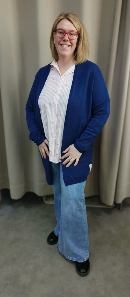 Gilet long uni "Oriane" bleu marine