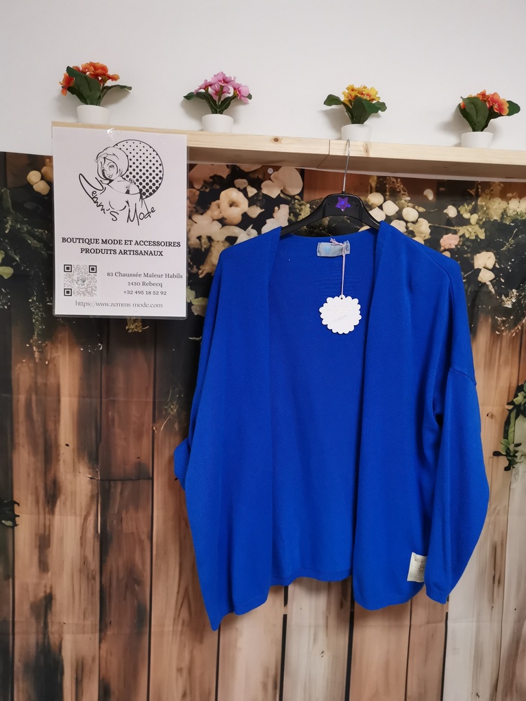 Gilet court uni "Coralie" bleu bic