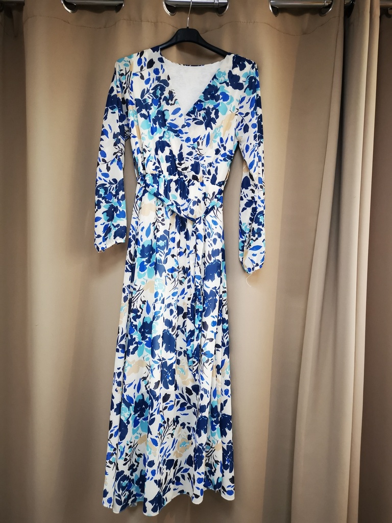 Robe "Mina" longue bleue électrique 36-42