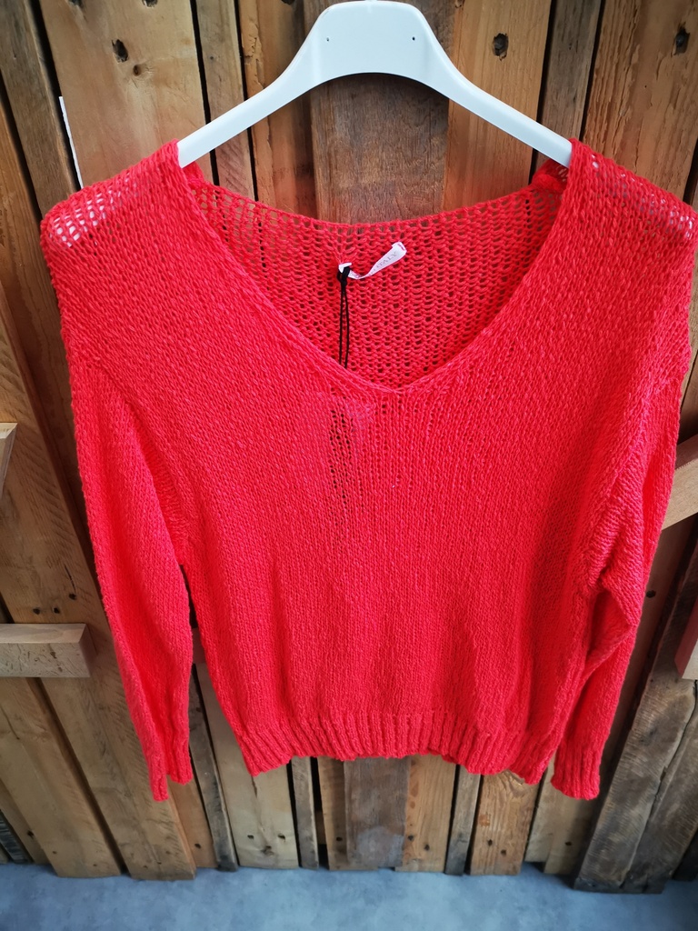 Pull crochet "Alice" corail foncé