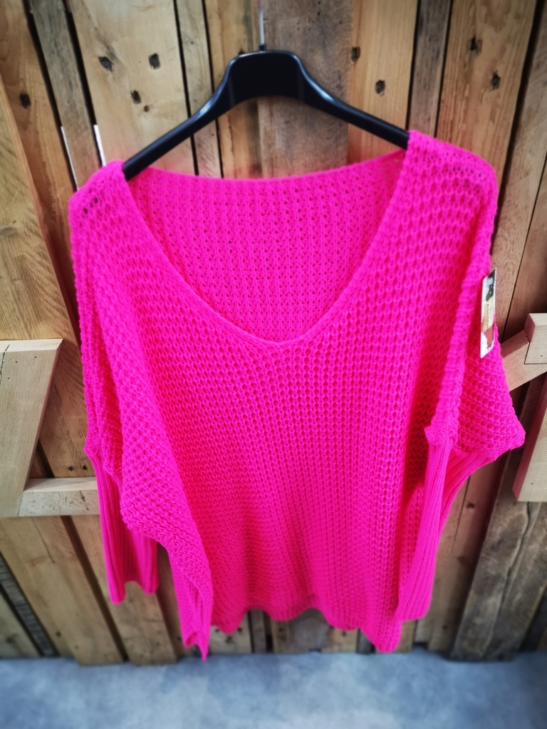 Pull "Alix" maille rose fluo