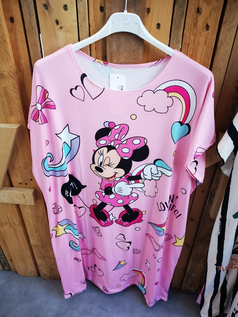Robe de nuit Minnie cœur/arc en ciel rose(42-52)