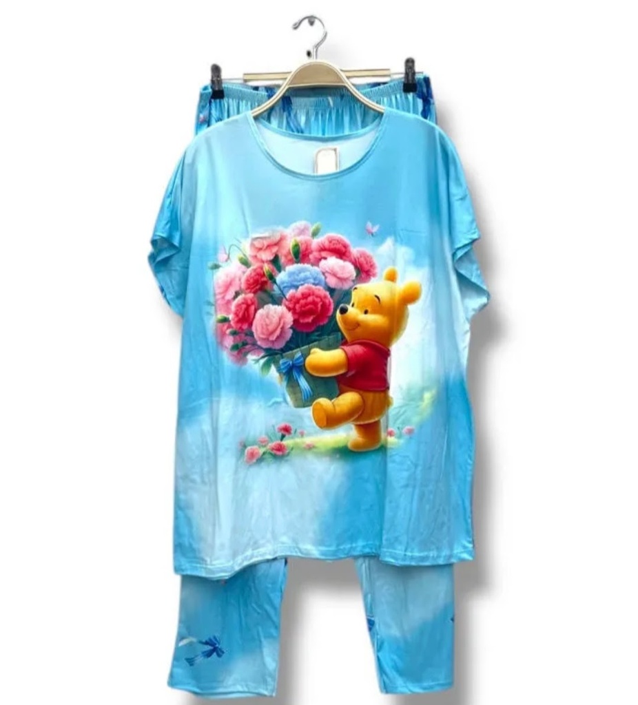 Pyjama Winnie fleurs bleu (T42-52)