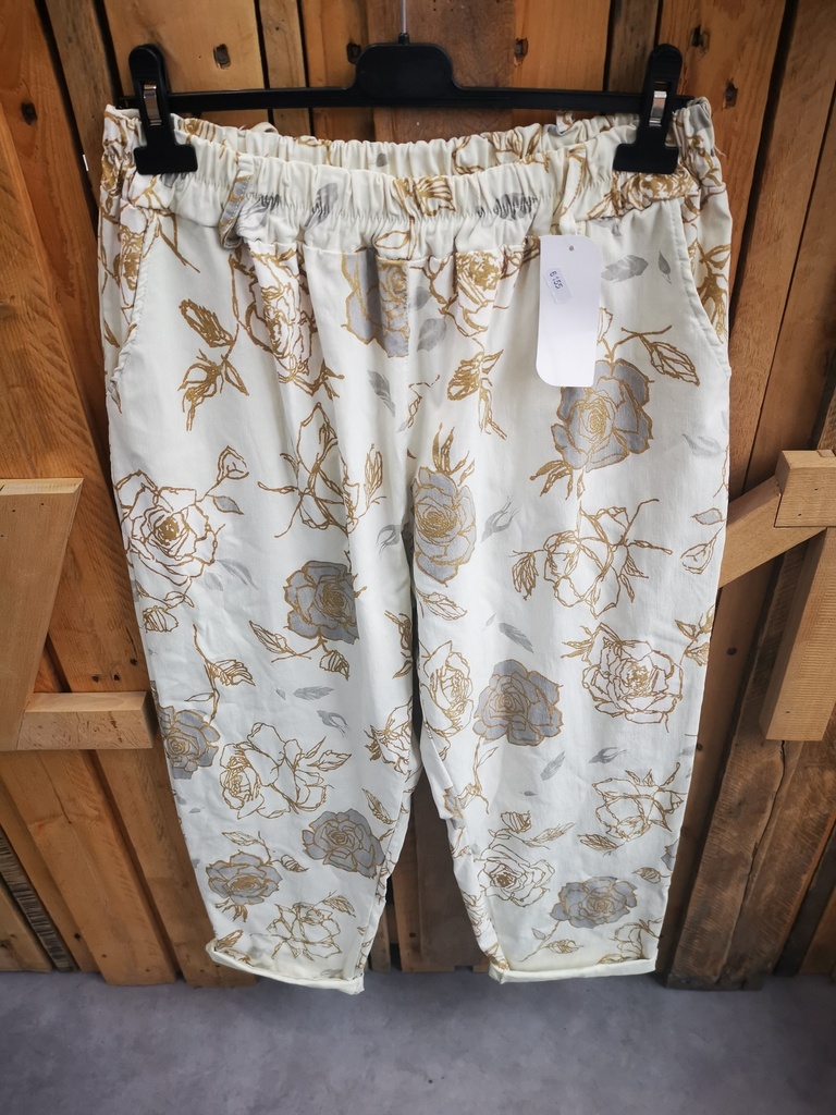 Pantalon avec dorures "Rosa" beige