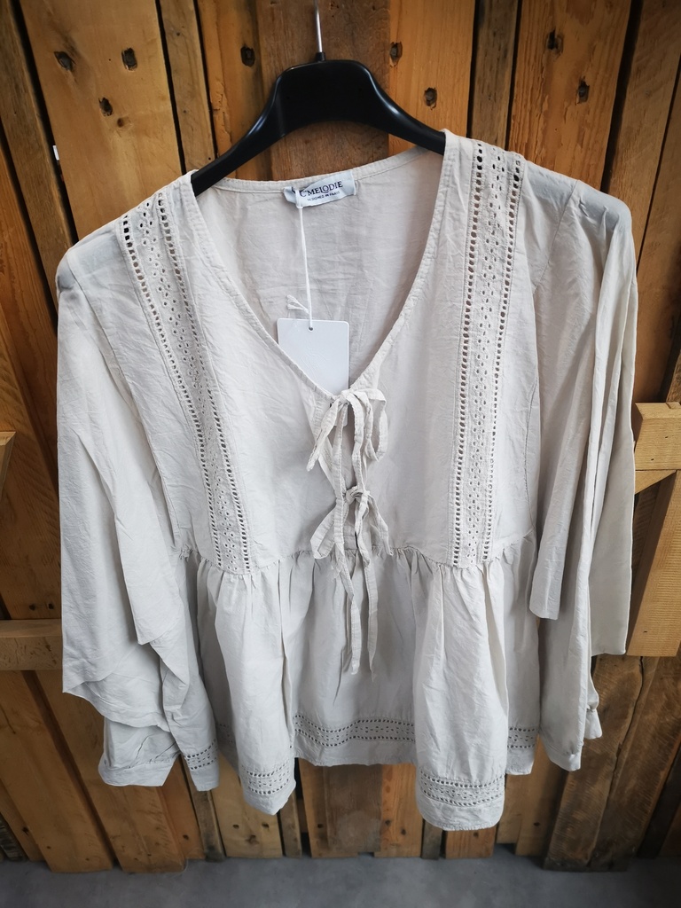 Blouse nœud "Lilou" beige