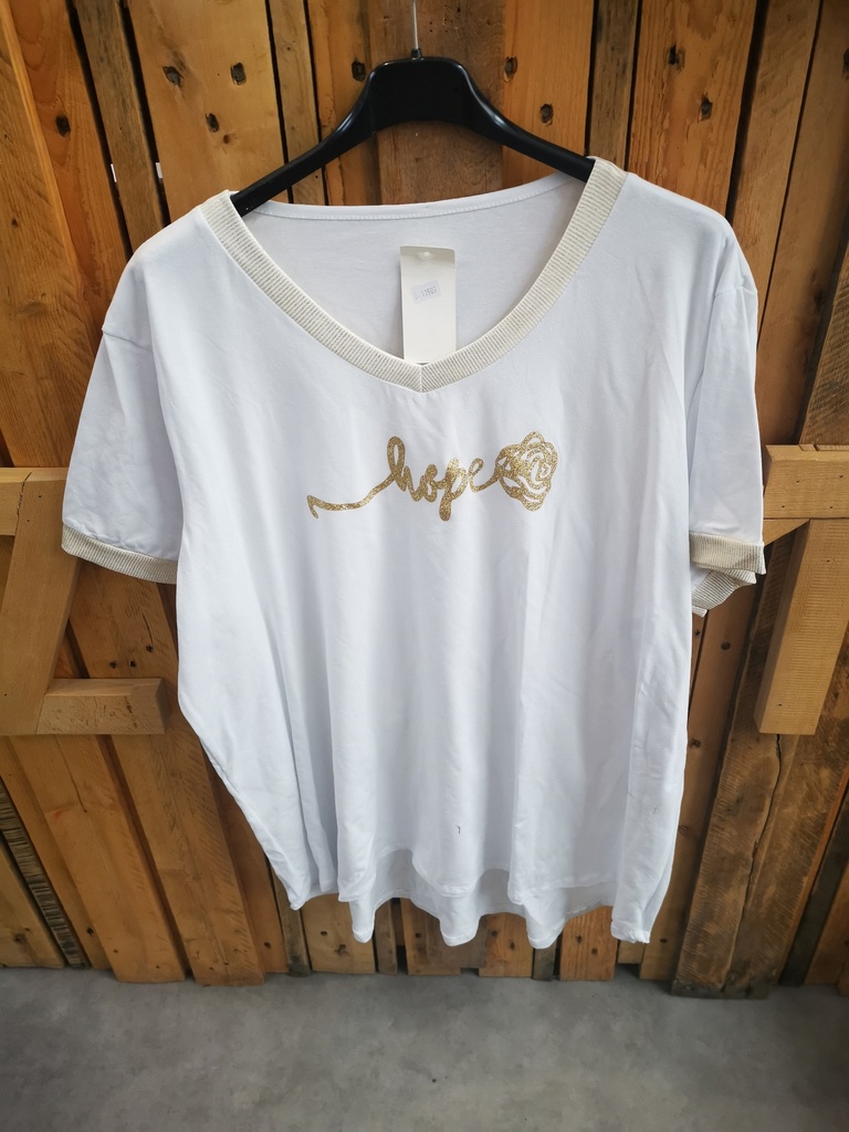 T-shirt "Hope" fleuri blanc