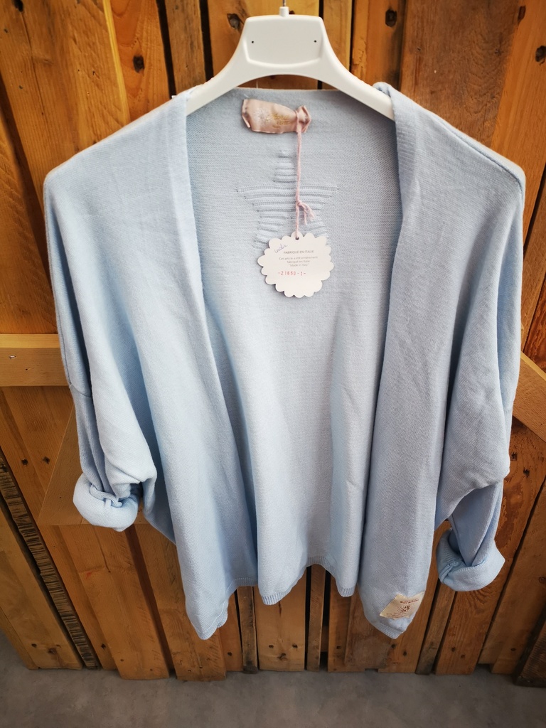 Gilet court uni "Coralie" bleu pâle