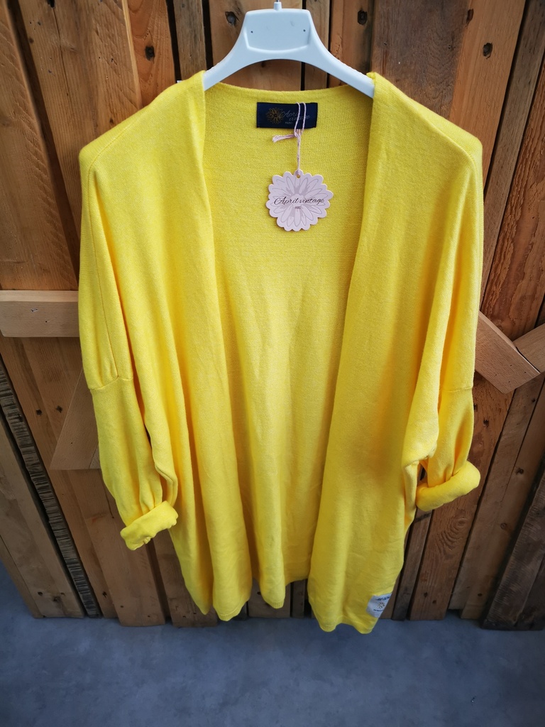 Gilet long uni "Oriane" jaune