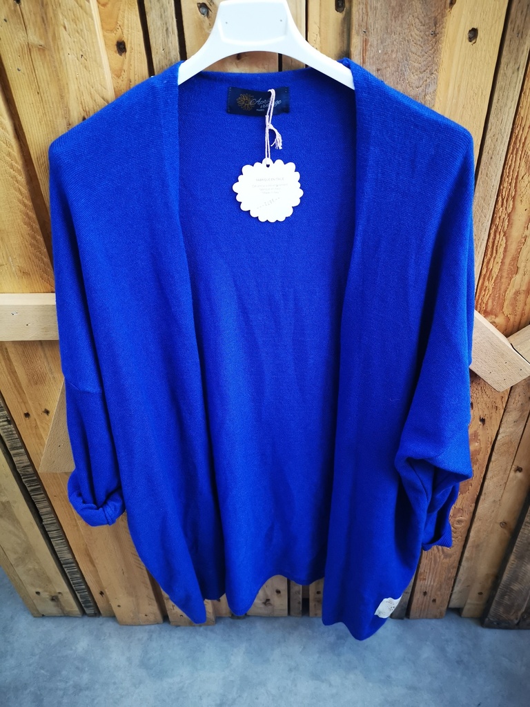 Gilet long uni "Oriane" bleu roi