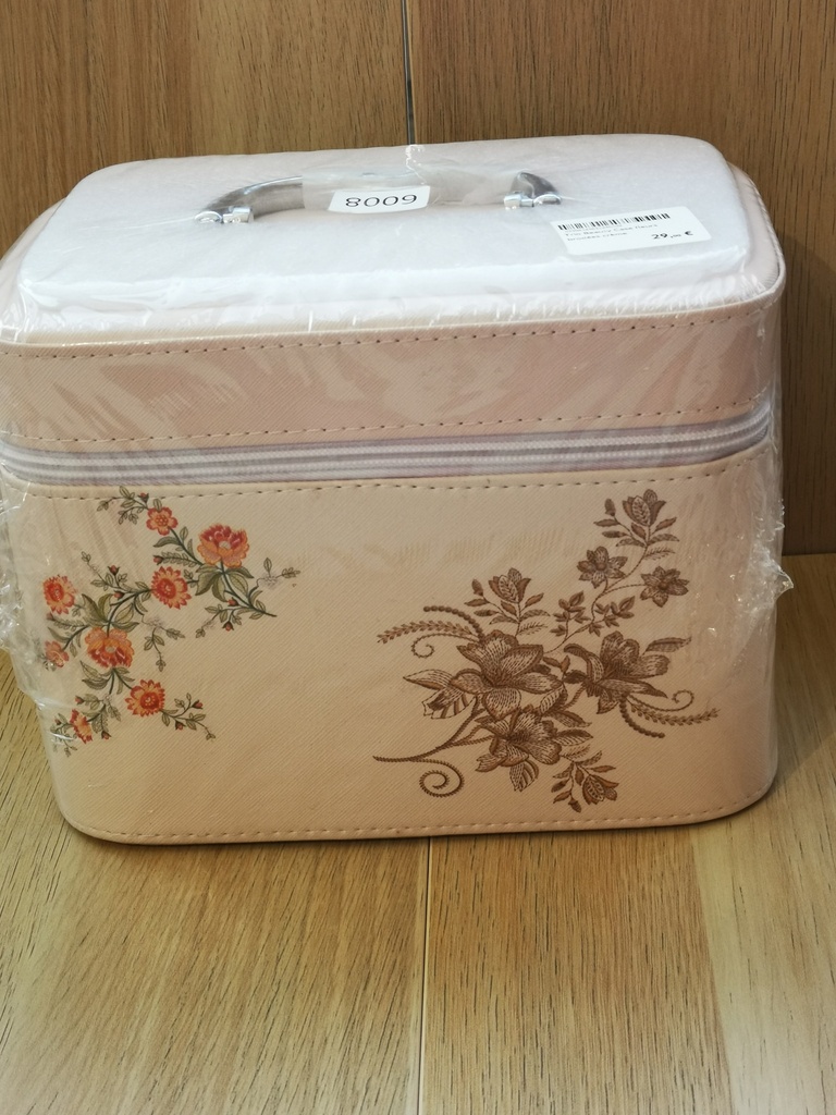 Trio Beauty Case fleurs brodées crème