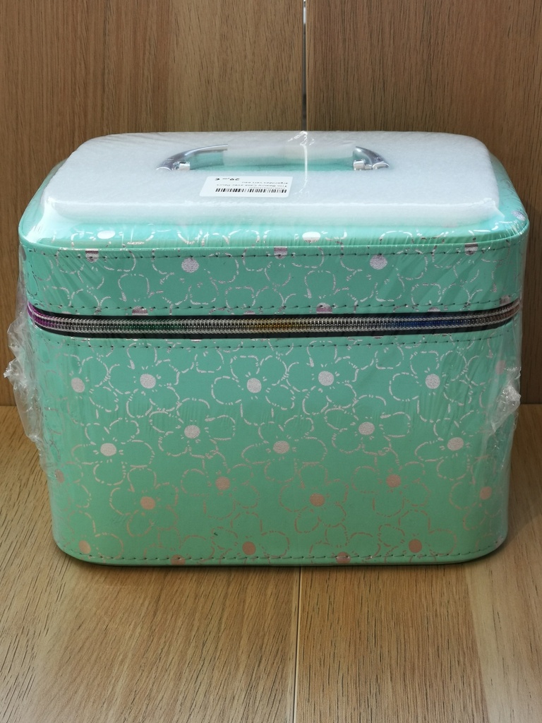 Trio Beauty Case avec fleurs argentées vert eau