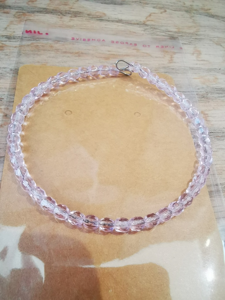 Bracelet argenté uni rose clair transparent (Fééries)