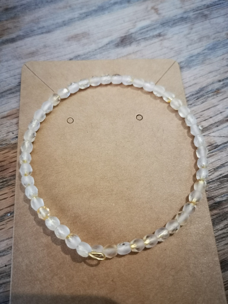 Bracelet uni cristal beige mat (Fééries)