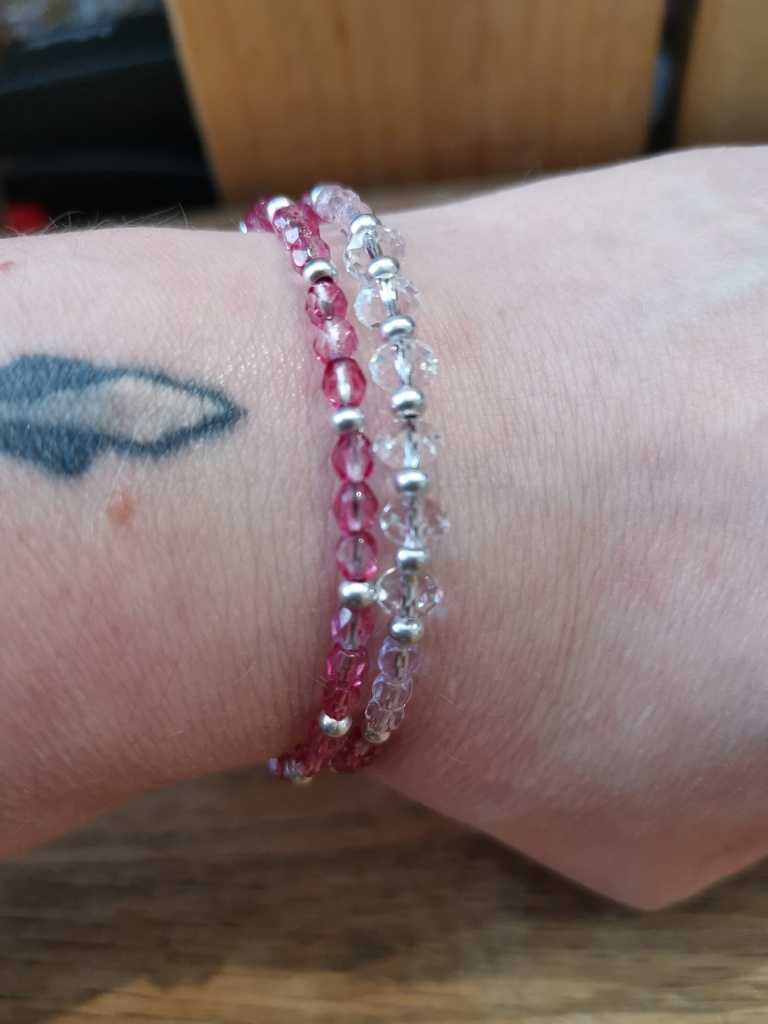 Bracelet argenté 2 rangs 6 Swarovski cristal (Fééries)