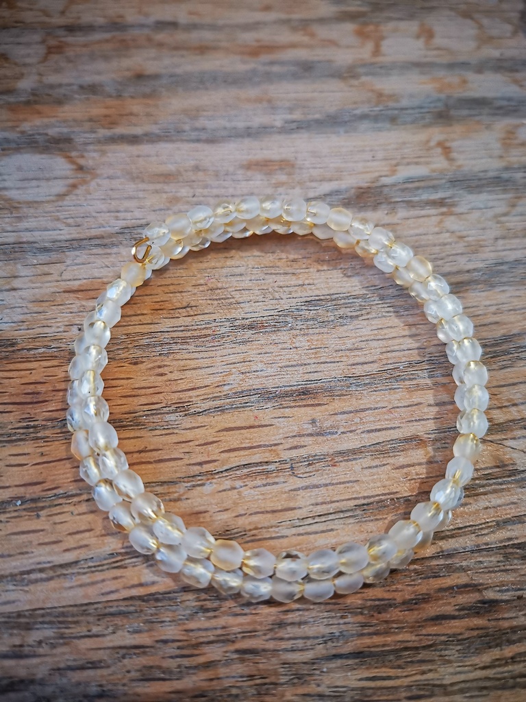 Bracelet 2 rangs unis beige mat Fééries)