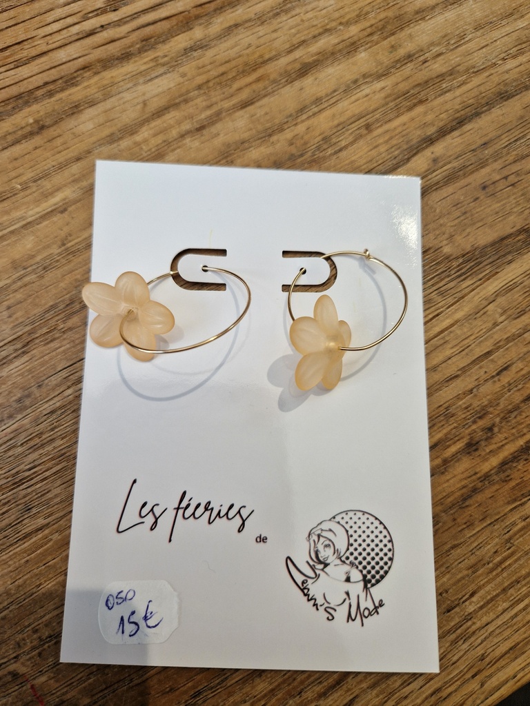 Boucles d'oreilles dorées fleurs interchangeables (Fééries)