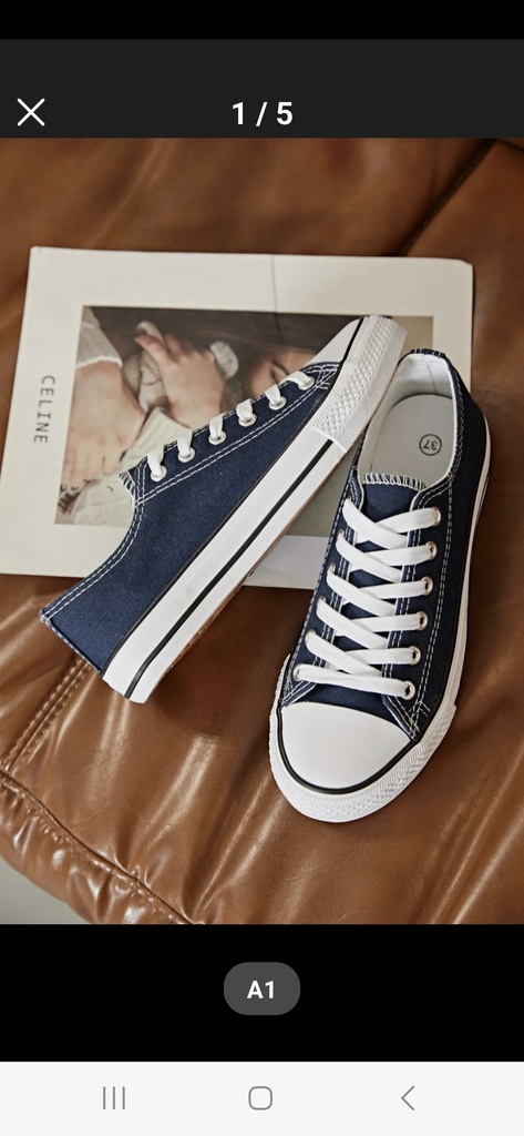 Baskets en toile bleu marine imitation Converse (36)