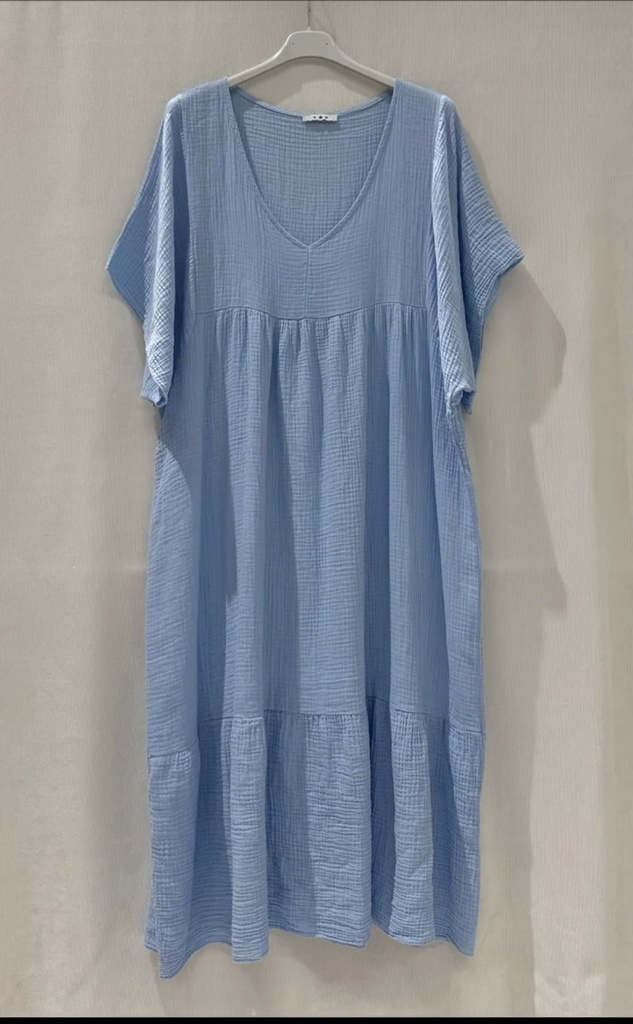 Robes longues "Débie" bleu ciel