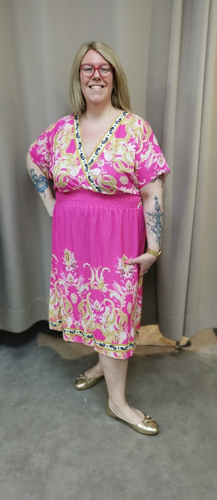 Robe "Alix" fleurie fuschia
