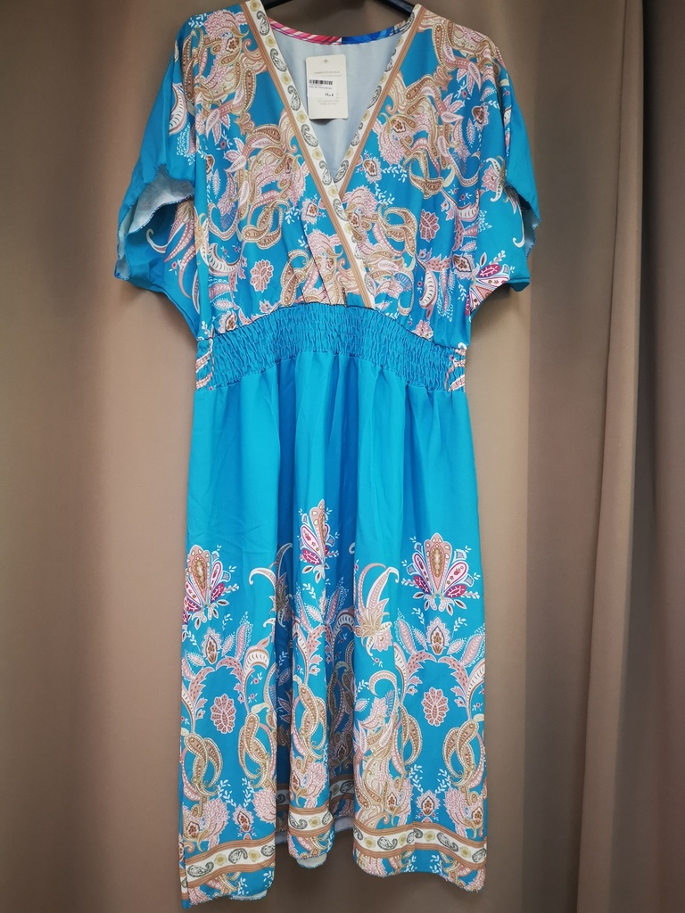 Robe "Alix" fleurie bleu azur