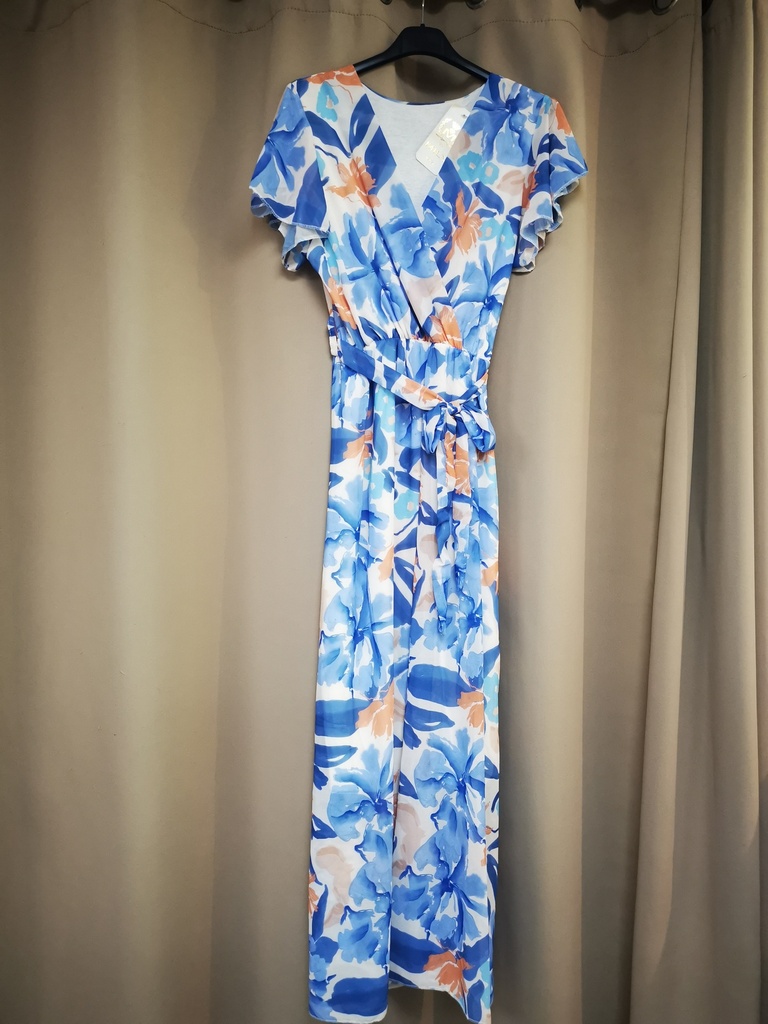 Robe longue "Sita" bleu/blanc gt