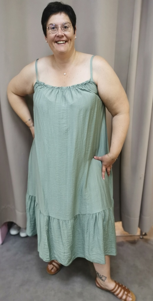 Robe longue à fines bretelles "Louma" kaki