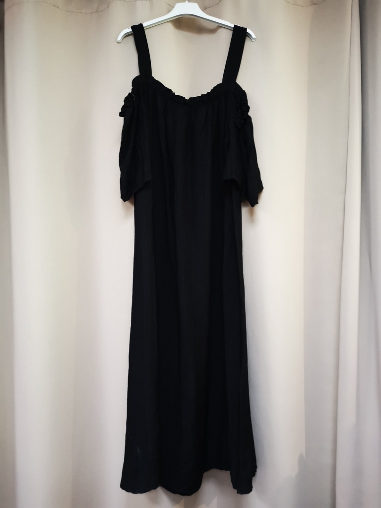 Robe longue à épaules dénudées "Soa" noir