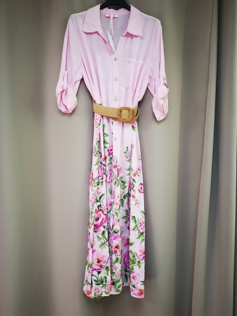 Robe fleurie " Cécile" rose pâle