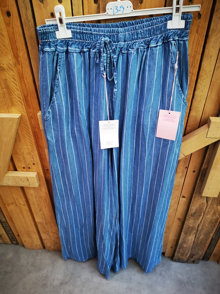 Pantalon large ligné PT bleu jeans