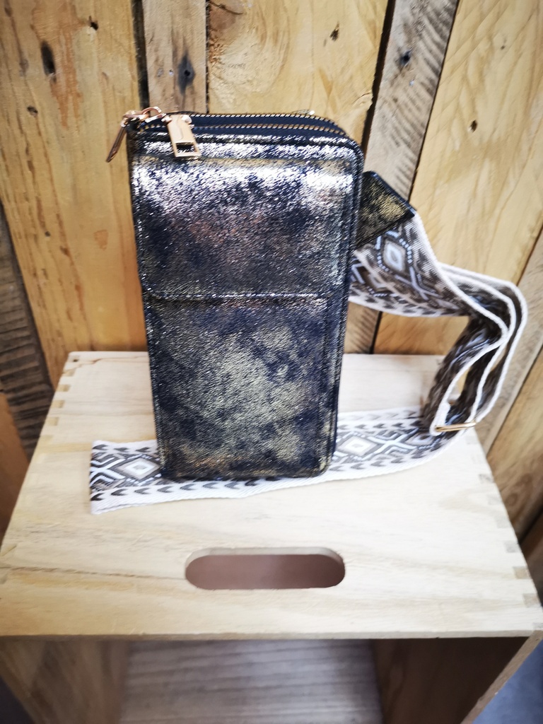 Pochette brillante "Jin"noir et doré