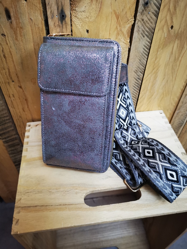 Pochette brillante "Jin" taupe