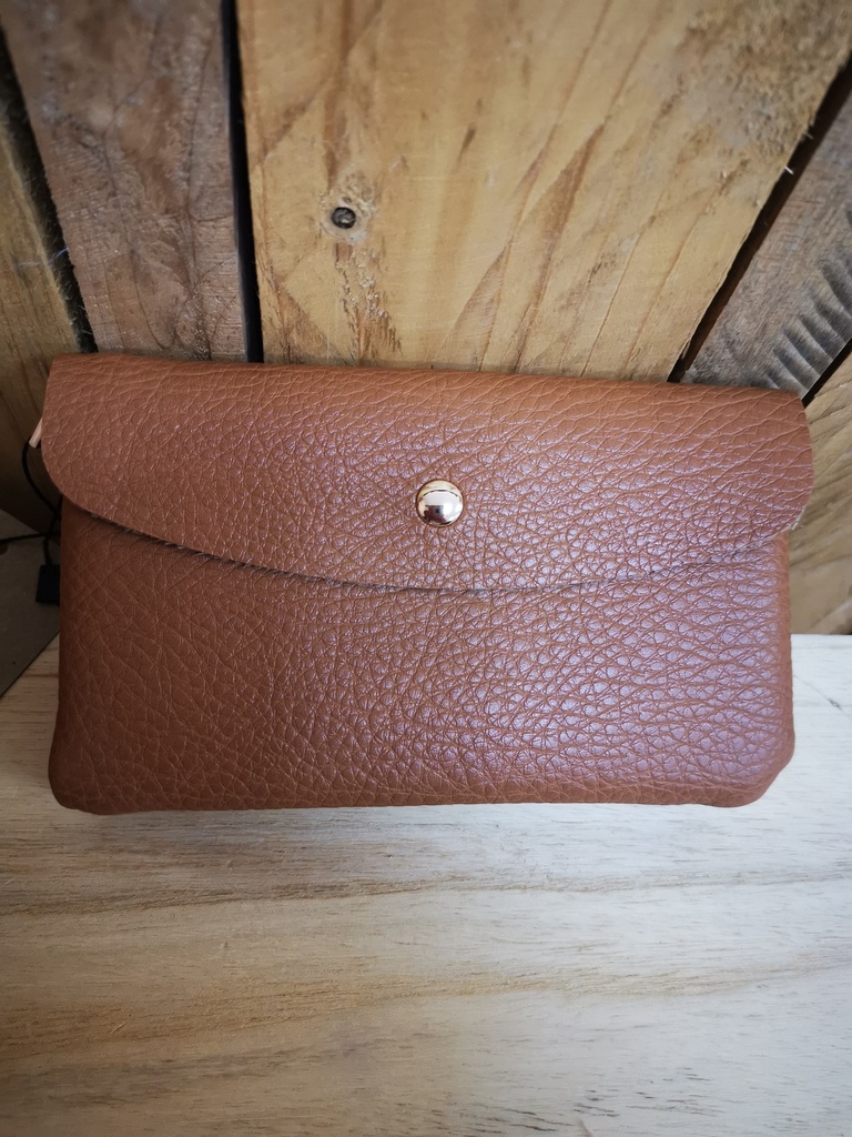 Pochette double ouverture "Dalhia" camel