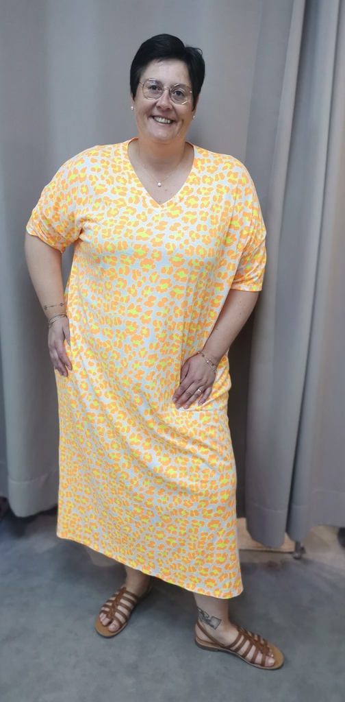 Robe longue "Nala" orange fluo