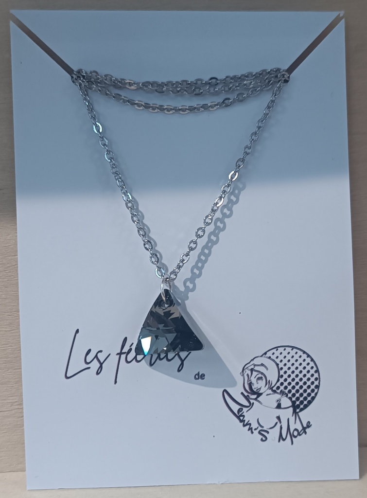 Collier argenté triangle Swarovski Crystal Silver Night (Fééries)