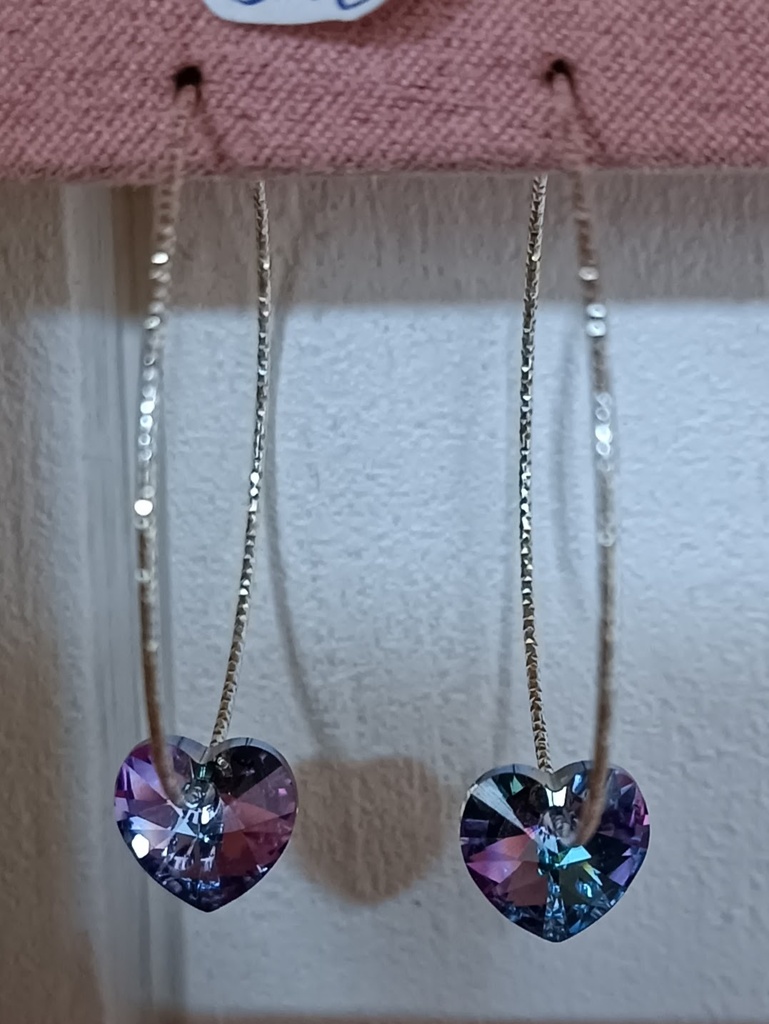 Créoles diamantées argent 925 cœur Swarovski (Fééries)
