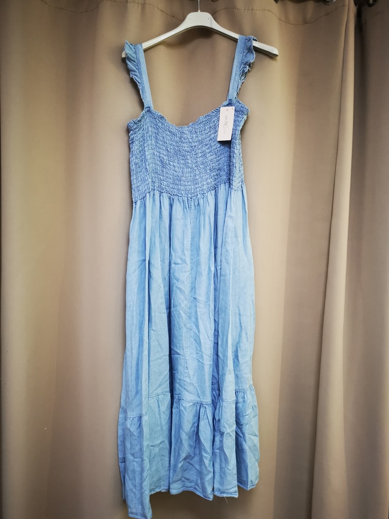 Robe Alona en jeans clair "Bandeau poitrine"