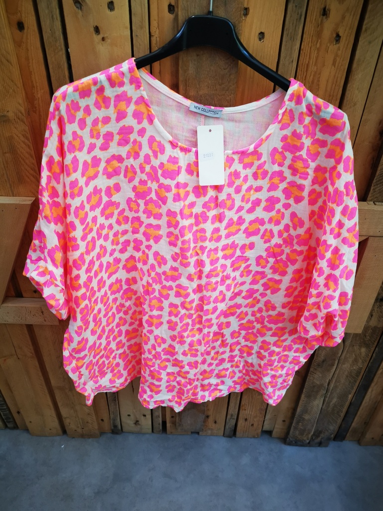 T-shirt Lio double gaze Rose fluo