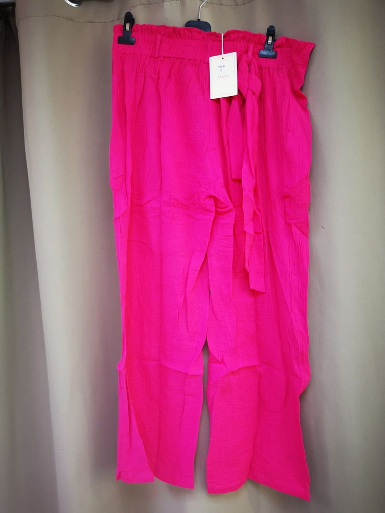 Pantalon gaze de coton Evy fuschia