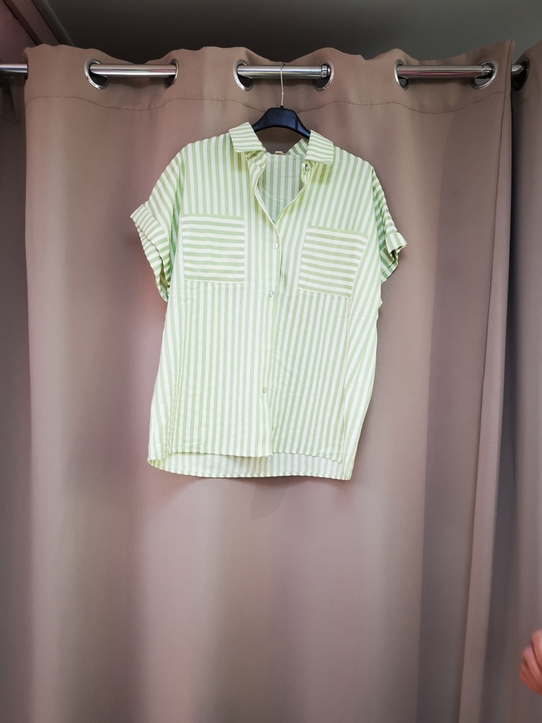 Chemise lignée "Mégara" verte sauge