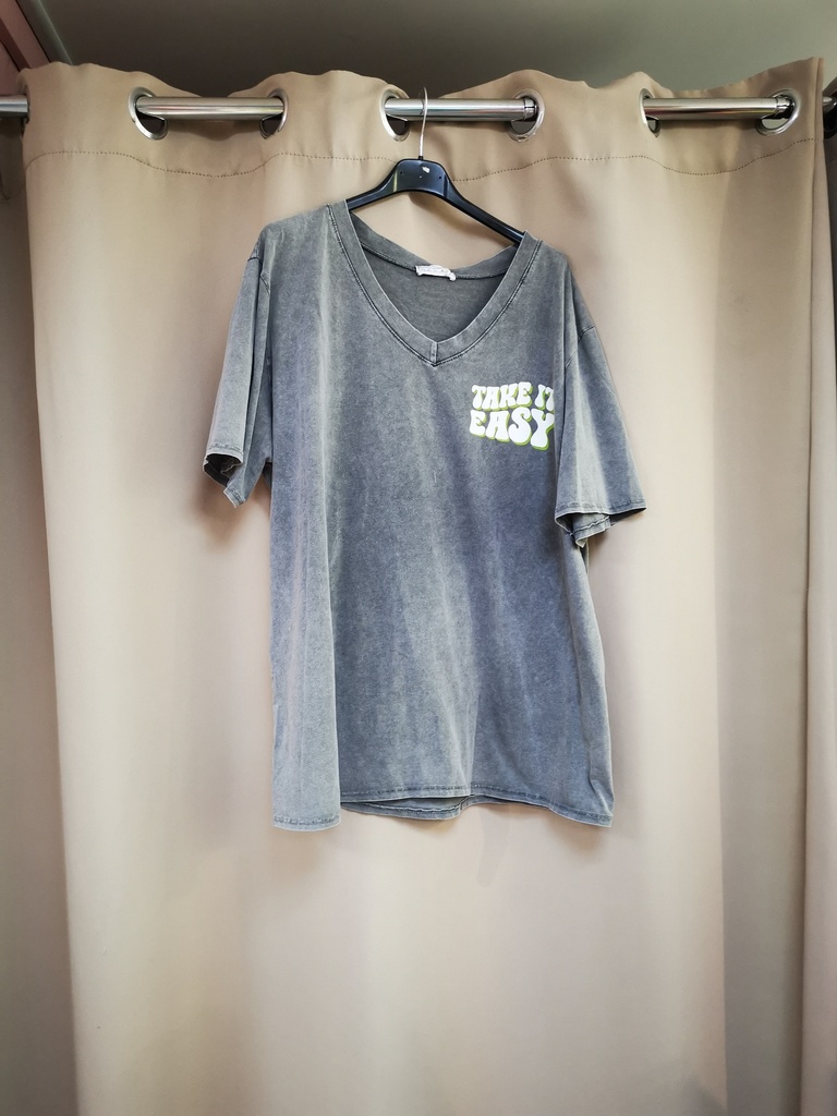 T-shirt take it easy gris