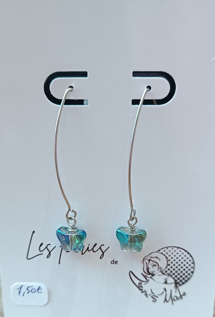 B.O. pendante papillon turquoise (Fééries)