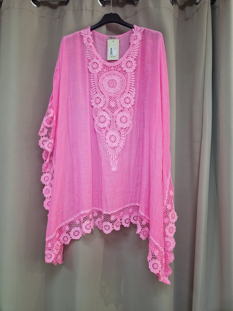 Blouse-paréo "brava" rose fluo