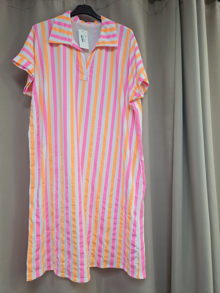 Chasuble-robe lignée "Beetle" rose/orange