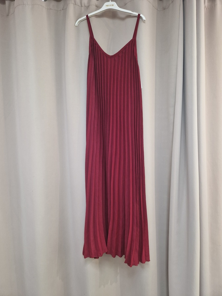 Robe plissée "Montana" bordeau