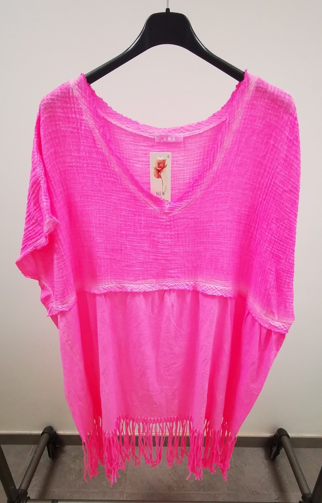 Blouse "cowboy-franges"elya rose fluo