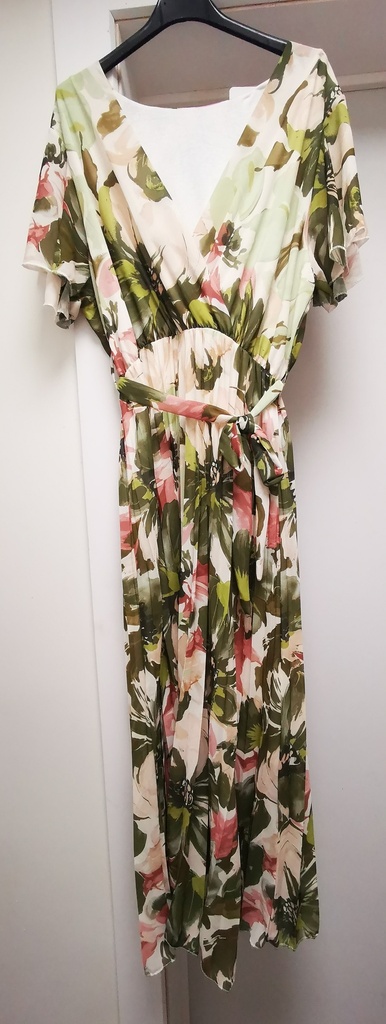 Robe longue GT "Thelma" Tons kaki-rose