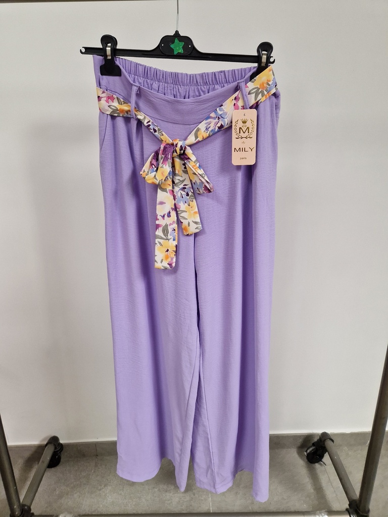 Pantalon uni "Mona" PT Lilas