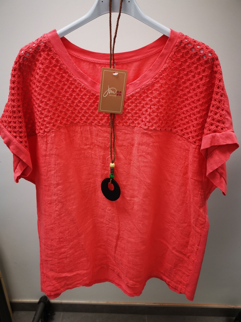 blouse Chloé corail+collier
